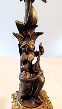 GRAND BOUGEOIR OU FLAMBEAU EN REGULE PEINT