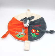 Doudou plat rond âne gris