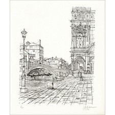 CARZOU Jean - Lithographie originale "Venise" 47x40cm