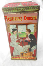 Ancienne boite CACAO Chocolat PASTILLES DROSTE Tôle lithographiée Hollande 250 g