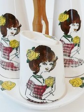 HUILIER VINAIGRIER MOUTARDIER CERAMIQUE ZAZOU 1950 VINTAGE DESIGN 50's