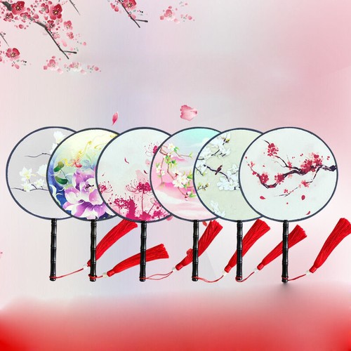 Eventail main rond tissu - eventail,
