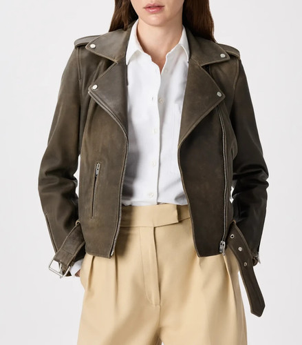 Veste cuir vert olive - veste, en