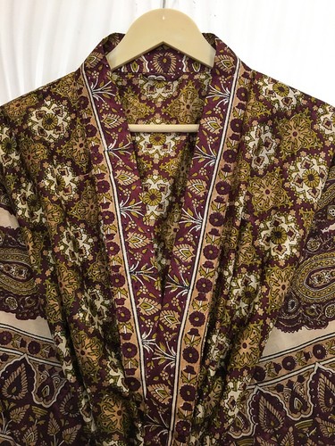 Peignoir long soie marron - peignoir,