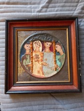 Plaque Décorative Céramique Émaillée Ruth Faktor Israël Femme Instrument Musique