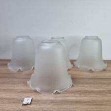 lot 4 Abat-Jour Tulipe Globe en verre givré blanc - petit volant