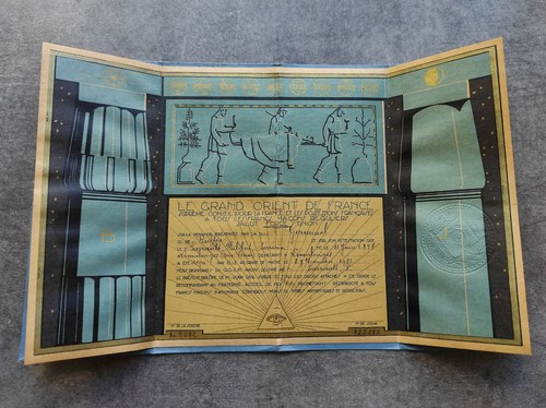 Diplôme franc maçon 1933 - diplôme,