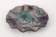 Centre de table rond ondulé déco Fleur en verre - 20 cm