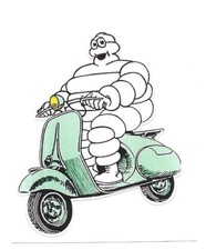 RARE / AUTOCOLLANT - MICHELIN : SCOOTER VESPA PIAGGIO ITALIA TYRE / STICKERS