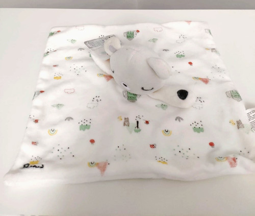 Doudou plat carré ours blanc - doudou,