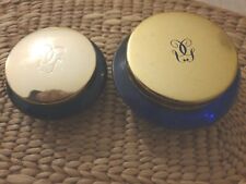 2 Pots Gu.Lain crème cosmétique verre bleu couvercle doré vide collection