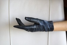 paire gants peau fine  - M - marine - non doublé - TBE