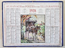 ALMANACH CALENDRIER PTT 1938 IMPRIMERIE OLLER COMPLET  INT. MEURTHE ET MOSELLE