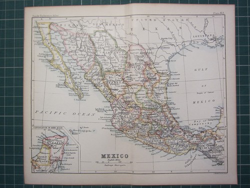 1887 ancien carte - 1887, ~mexico~