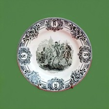 Superbe assiette campagne de napoléon en faïence boch la Louvière Belgique