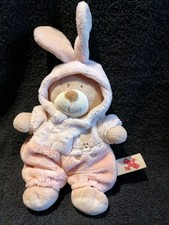 Doudou ours brun déguisé en lapin saumon Nicotoy Etat neuf