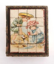 Ancien jeu de cubes et sa boîte fin XXème décor enfantina 20 pièces Germany 