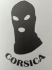 Autocollant STICKER Vinyl 9 Cm Noir Ribellu Corse  Pare prise Vitrine Moto