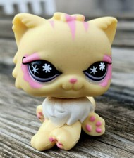 Littlest Petshop chat persan #878 jaune yeux parme Hasbro authentique 