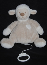 🍀Doudou Mouton NATTOU Musical Agneau Beige Sable Coeur Blanc 28 Cm Musique TTBE