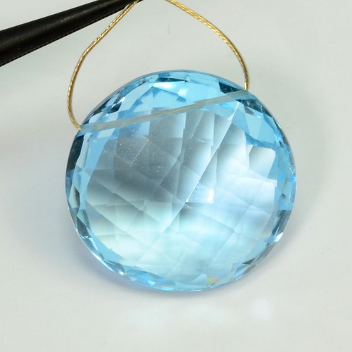 8mm blue topaz faceted coin - blue,