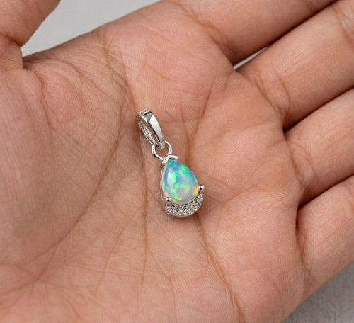 Pendentif breloque opale - pendentif,