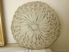 Coussin rond en velours écru