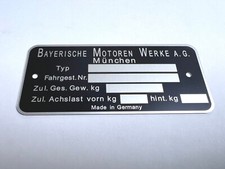 Plaque constructeur BMW - Vin