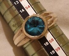   bague  Jonc argent    925  topaze bleue poids 6.1g
