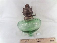 ancien réservoir ou toupie en verre vert de lampe à pétrole Ø 14,3 cm (DH34)