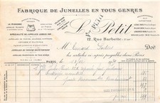 1939 FABRIQUE DE JUMELLES EN TOUS GENRES L PETIT A PARIS - M. EMARD A POITIE
