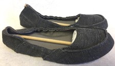 SANUK WOMENS ELLE V EIGHT Black Solid 1014696 SIZE 7 Flats round toe canvas