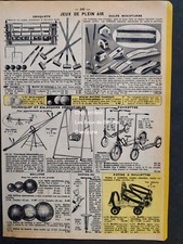 Jeux plein air croquet golf patinette cerf volant quilles tennis publicité 1961