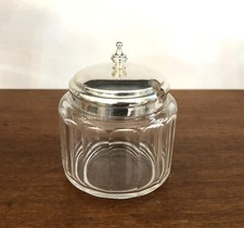 confiturier / sucrier / fromagère en cristal taillé et métal argenté Pot couvert