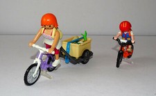 PLAYMOBIL VELO CUSTOM AVEC REMORQUE RETOUR DE MARCHE + VELO ENFANT EQUIPE