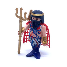 PLAYMOBIL * PAYS MAGIQUE * Homme Barbe Noire Poséidon Trident Doré Cape 70082