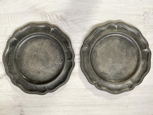 Paire assiettes étain - paire, en