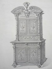 Meuble Cabinet RENAISANCE GRAVURE le MAGASIN de MEUBLES Victor QUETIN XIXéme