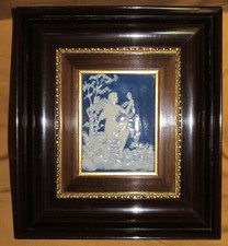 Marcel Chaufriasse Tableau plaque porcelaine pate sur pate relief bleu blanc N°2