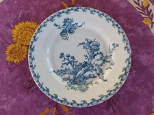 Assiette Plate Porcelaine Opaque de Gien Modèle Chardons Bleus 23,5cm 420Grs