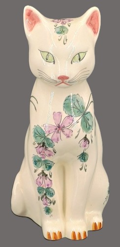 Statuette chat faïence - chat, en