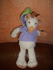 Doudou Anna Club Plush Peluche Girafe Beige Sweat Mauve Et Vert