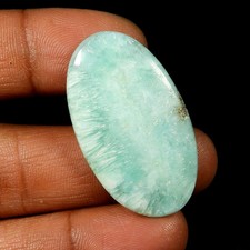 Cabochon pierre précieuse cristal d'Aragonite bleu naturel forme ovale en vra...