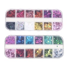 2 boîtes coeur Nail Sequin
