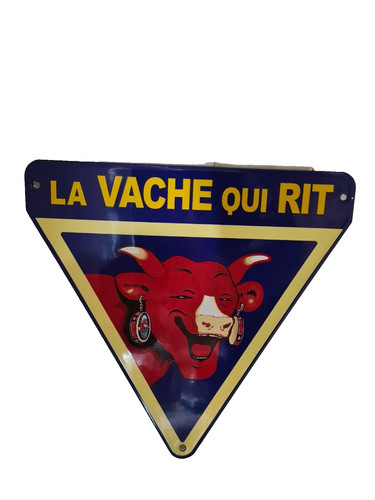 Plaque émaillée vache - la, qui
