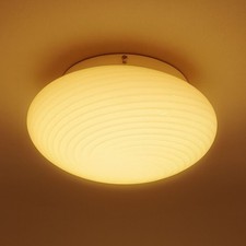 Lampadaire Plafonnier En Verre Murano Swirl Blanc Design Moderniste Années 70