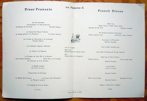 Menu paquebot federico - menu,