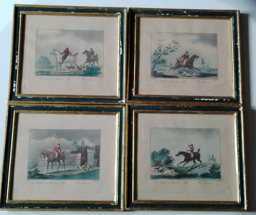 Lot gravures réhaussées - de,