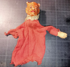 Ancien Marionnette à main GUIGNOL LE DIABLE composition -Manque matière & 1 main
