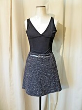 PABLO GERARD DAREL Jupe droite courte tweed noir chiné 33% Laine 38 Parfait état